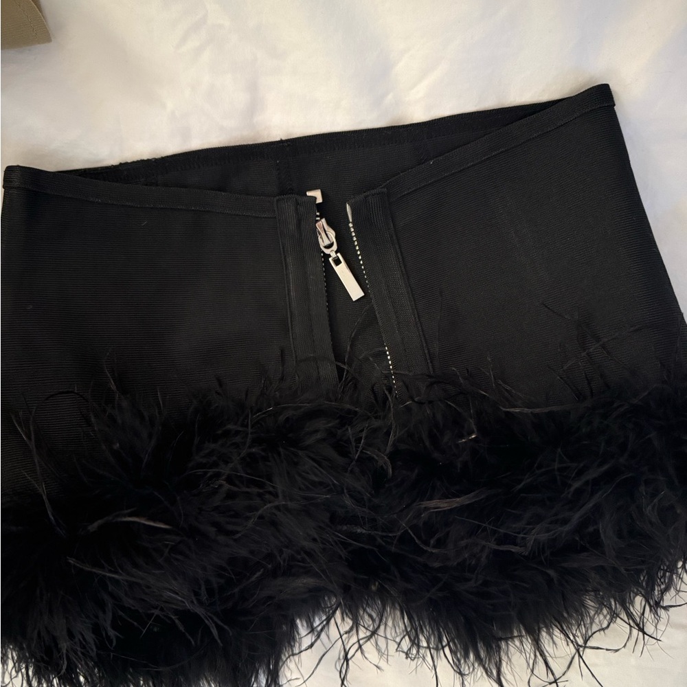 Superdown Black Strapless Feather Top - image 6